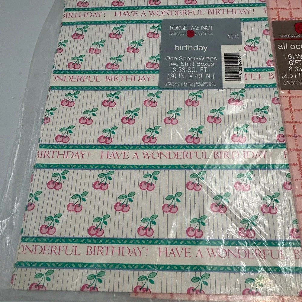 Vintage American Greetings Hallmark Lot (4) Gift Wrapping Paper Birthday Mothers